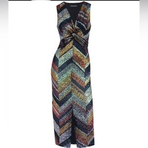Wolf & Badger Women’s 12 Me & Thee Know The Ropes Metallic Stripe Dress Midi NWT